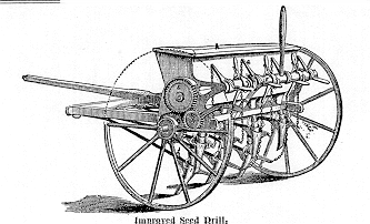 This model represents an improved version of the grain drill sowing machine  devised by S Morton in Edinburgh in 1828. Seeds were passed from a hopper   - SuperStock